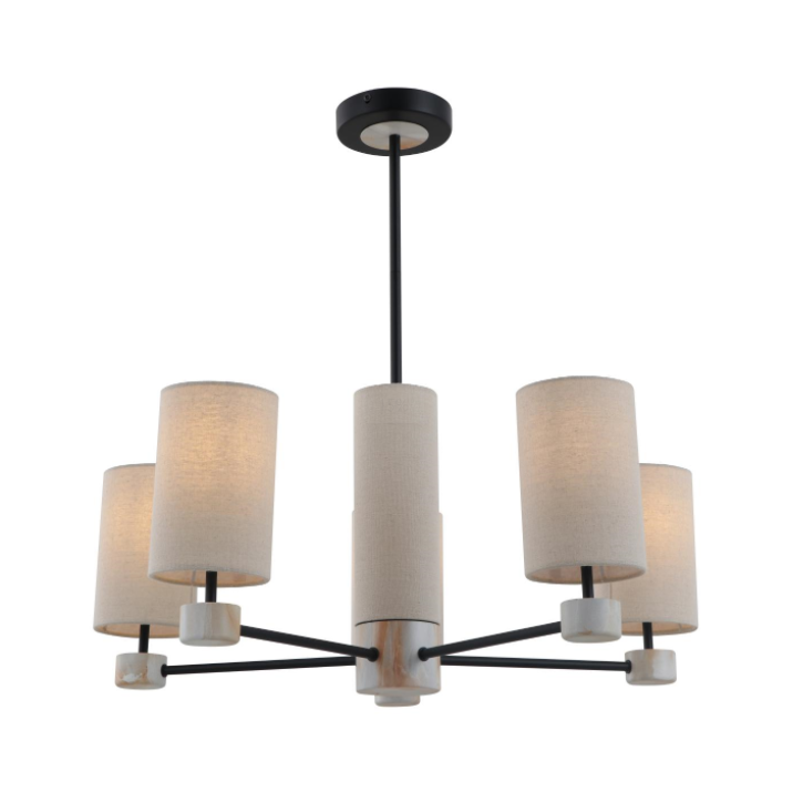 5-Lights linnebeige metallhängande lampa