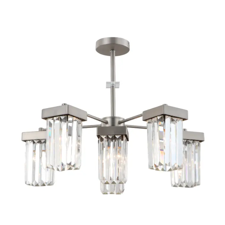 6-ljus nickel modern K9 kristalltak ljuskrona
