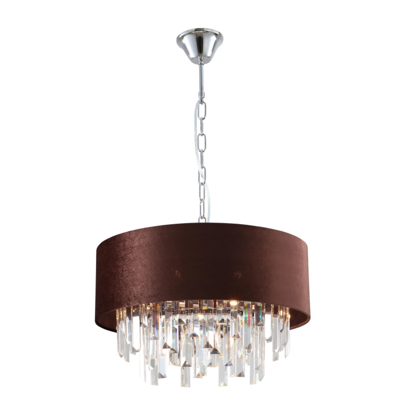 7-Lights K9 Crystal Velvet Drum Shades Chandelier
