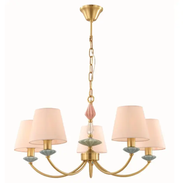 Elegant 5-ljus keramisk ljuskrona med justerbar kedja