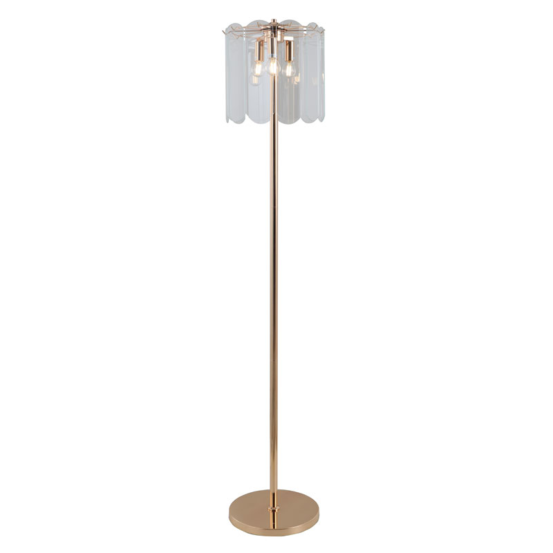 3-Bulbs Gold Clear Glass Floor Lamp