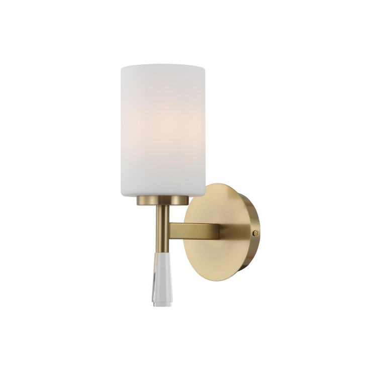 Milky Glass Copper Brushed Wall Scone