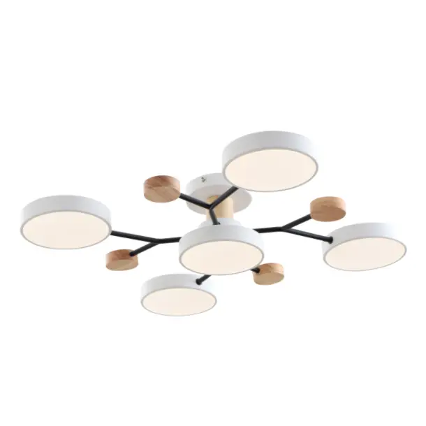 Modern LED -taklampa med trä accent