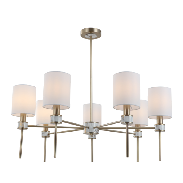 Multi-Lights off-white cylindriska tygskugga mässing hängande ljuskrona