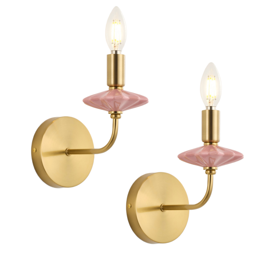 Rosa keramisk ljus vägglampa