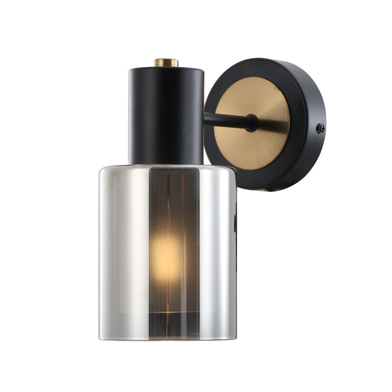 Smoky Dubbelglas Down Slim Wall Light